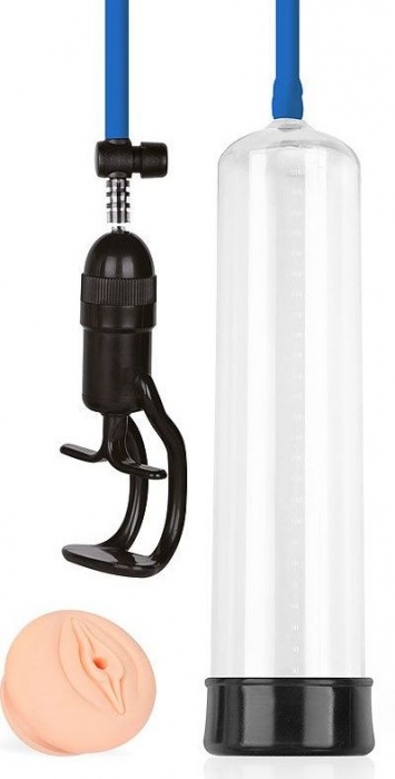 Прозрачная вакуумная помпа Sex Expert с насадкой-вагиной - Sex Expert - в Архангельске купить с доставкой