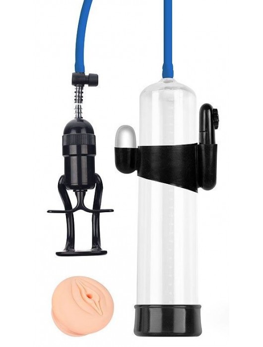 Прозрачная вакуумная вибропомпа Sex Expert с насадкой-вагиной - Sex Expert - в Архангельске купить с доставкой