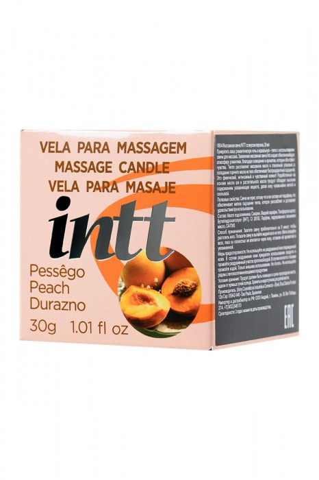 Массажная свеча для поцелуев Peach с ароматом персика - 30 гр. - INTT - купить с доставкой в Архангельске