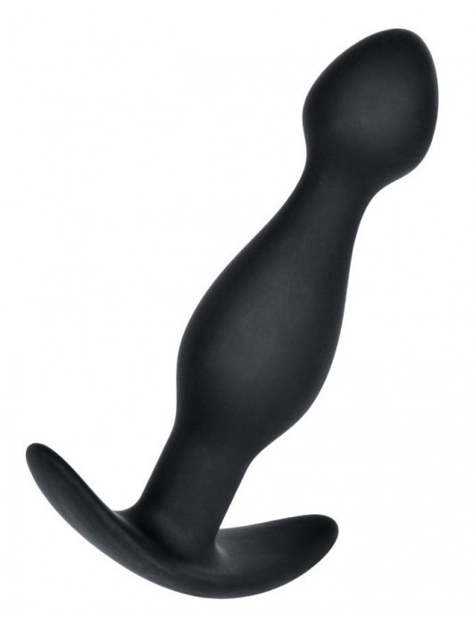 Черная силиконовая анальная пробка с ограничителем - 11,5 см. - A-toys