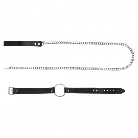 Черный поводок и чокер с кольцом Rada - Rebelts - купить с доставкой в Архангельске