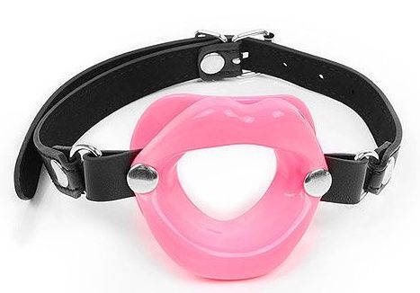 Розовый кляп-губки на черном ремешке - Notabu - купить с доставкой в Архангельске