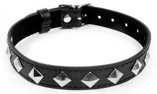 Черный ошейник с серебристыми ромбиками - Notabu - купить с доставкой в Архангельске