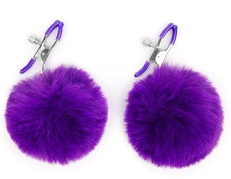 Зажимы для сосков с фиолетовым пушком - Notabu - купить с доставкой в Архангельске