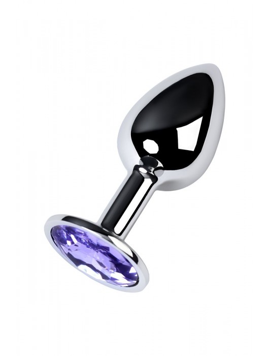 Серебристая конусовидная анальная пробка с фиолетовым кристаллом - 7 см. - ToyFa - купить с доставкой в Архангельске