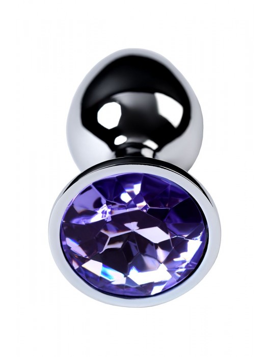 Серебристая конусовидная анальная пробка с фиолетовым кристаллом - 7 см. - ToyFa - купить с доставкой в Архангельске