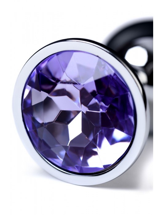 Серебристая конусовидная анальная пробка с фиолетовым кристаллом - 7 см. - ToyFa - купить с доставкой в Архангельске