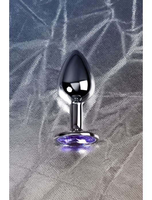 Серебристая конусовидная анальная пробка с фиолетовым кристаллом - 7 см. - ToyFa - купить с доставкой в Архангельске