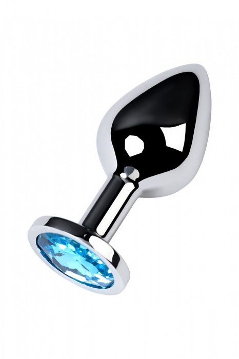 Серебристая конусовидная анальная пробка с голубым кристаллом - 8 см. - ToyFa - купить с доставкой в Архангельске