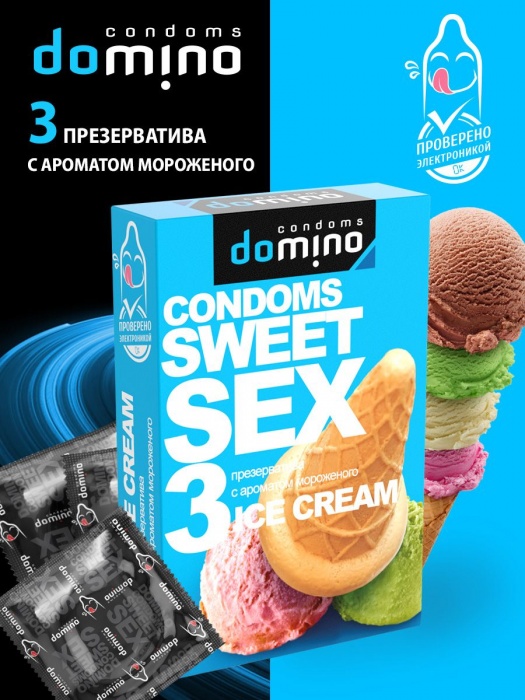 Презервативы для орального секса DOMINO Sweet Sex с ароматом мороженого - 3 шт. - Domino - купить с доставкой в Архангельске