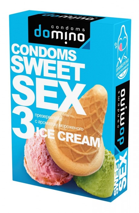Презервативы для орального секса DOMINO Sweet Sex с ароматом мороженого - 3 шт. - Domino - купить с доставкой в Архангельске