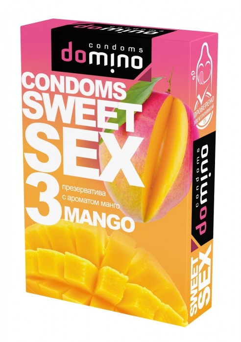 Презервативы для орального секса DOMINO Sweet Sex с ароматом манго - 3 шт. - Domino - купить с доставкой в Архангельске
