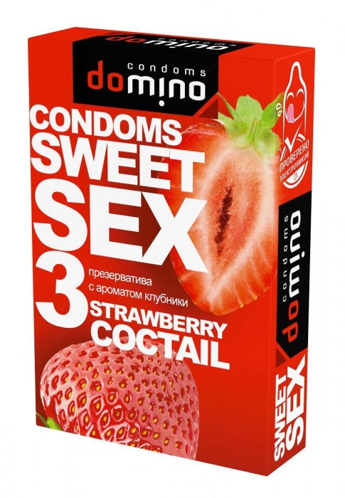 Презервативы для орального секса DOMINO Sweet Sex с ароматом клубничного коктейля  - 3 шт. - Domino - купить с доставкой в Архангельске