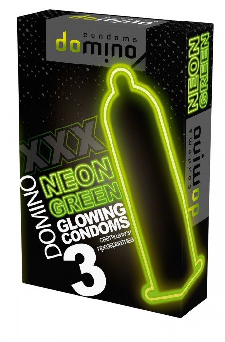 Презервативы DOMINO Neon Green со светящимся в темноте кончиком - 3 шт. - Domino - купить с доставкой в Архангельске