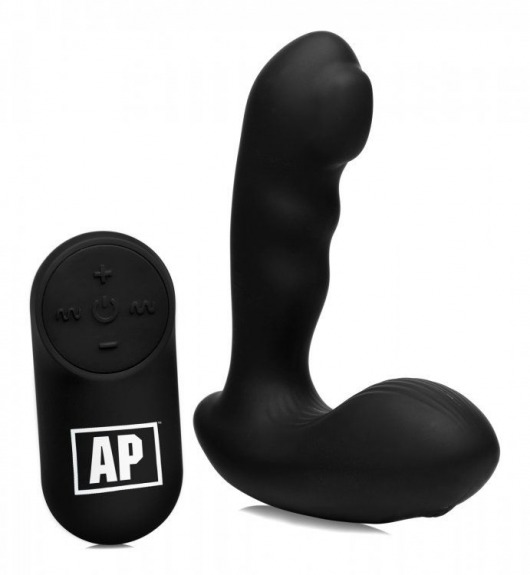 Черный стимулятор простаты Alpha-Pro 7X P-Milker Silicone Prostate Stimulator with Milking Bead - XR Brands - в Архангельске купить с доставкой