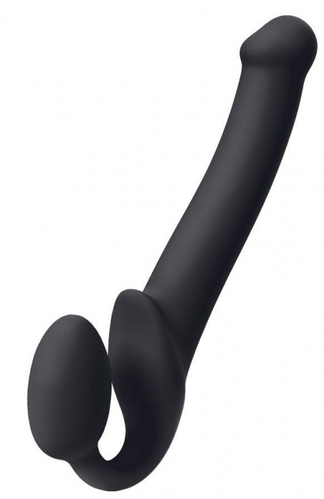 Черный безремневой страпон Silicone Bendable Strap-On M - Strap-on-me - купить с доставкой в Архангельске