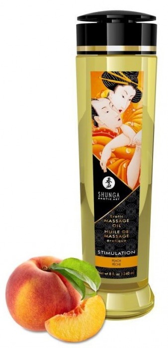 Массажное масло для тела с ароматом персика Stimulation - 240 мл. - Shunga - купить с доставкой в Архангельске