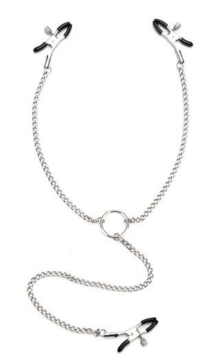 Серебристые зажимы для клитора и сосков с цепочкой - Lux Fetish - купить с доставкой в Архангельске