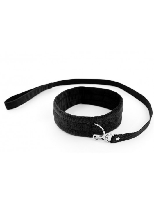 Черный ошейник My Rules с поводком - БДСМ Арсенал - купить с доставкой в Архангельске