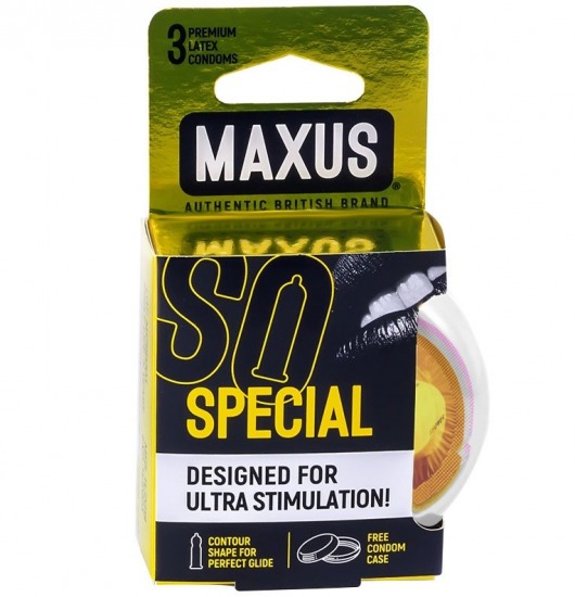 Презервативы с точками и рёбрами в пластиковом кейсе MAXUS Special - 3 шт. - Maxus - купить с доставкой в Архангельске