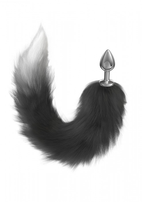 Серебристая анальная пробка с черным хвостом Galaxy - Lola Games - купить с доставкой в Архангельске