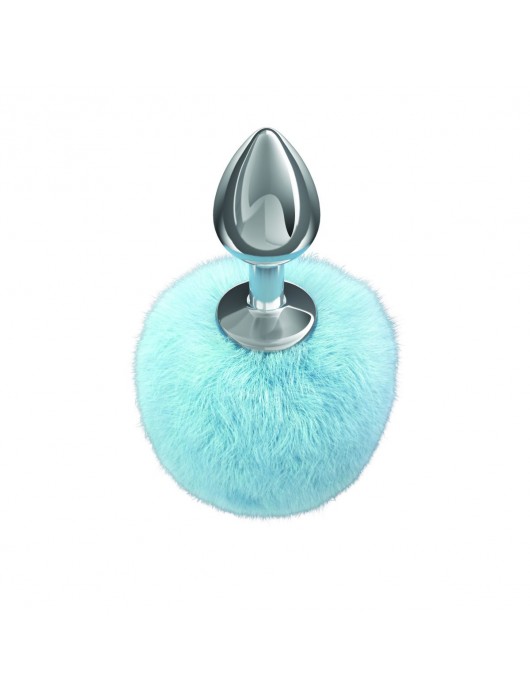Серебристая анальная пробка с голубым пушистым хвостиком Twinkle - Lola Games - купить с доставкой в Архангельске