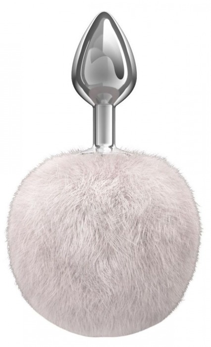 Серебристая анальная пробка с белым пушистым хвостиком Twinkle - Lola Games - купить с доставкой в Архангельске