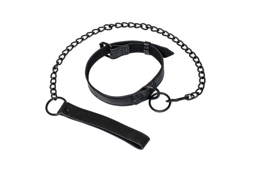 Черный ошейник Sin с поводком - Lola Games - купить с доставкой в Архангельске