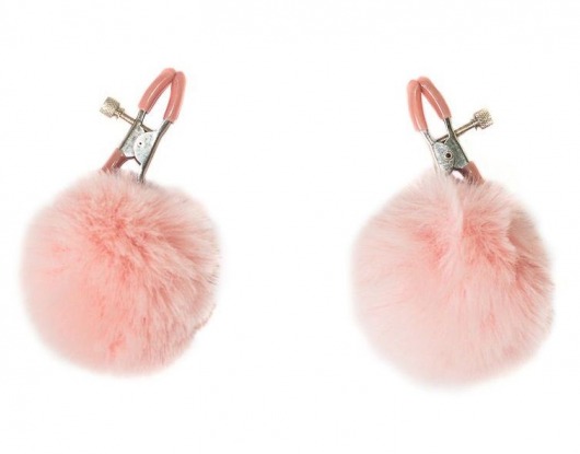Зажимы на соски Angelic с розовыми меховыми шариками - Lola Games - купить с доставкой в Архангельске