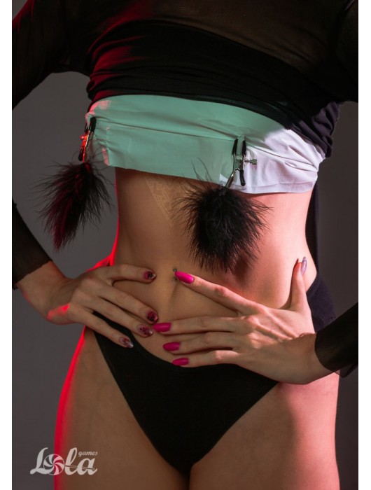 Зажимы на соски с черным пухом Euphoric - Lola Games - купить с доставкой в Архангельске