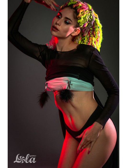 Зажимы на соски с черным пухом Euphoric - Lola Games - купить с доставкой в Архангельске