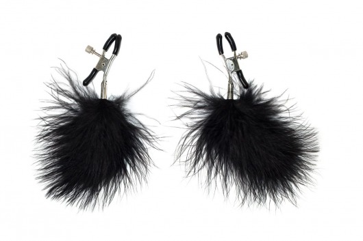 Зажимы на соски с черным пухом Euphoric - Lola Games - купить с доставкой в Архангельске