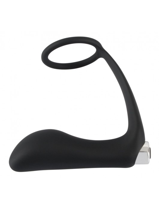 Черное эрекционное кольцо с анальной вибропробкой Vibrating Ring   Plug - Orion - в Архангельске купить с доставкой