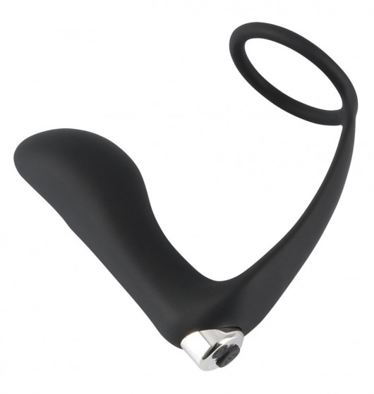 Черное эрекционное кольцо с анальной вибропробкой Vibrating Ring   Plug - Orion - в Архангельске купить с доставкой
