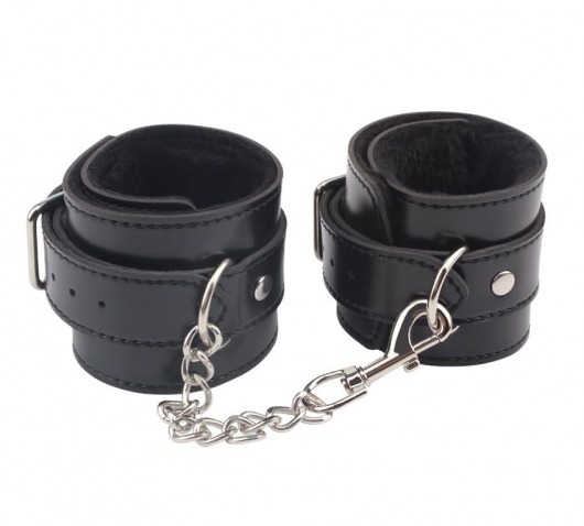 Черные оковы на ноги Obey Me Leather Ankle Cuffs - Chisa - купить с доставкой в Архангельске
