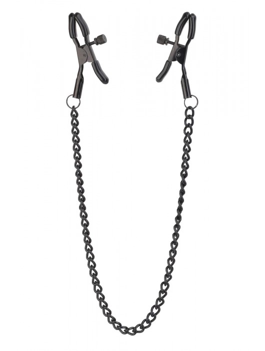 Черные зажимы на соски на цепочке BLAZE DELUXE NIPPLE CLAMPS - Dream Toys - купить с доставкой в Архангельске