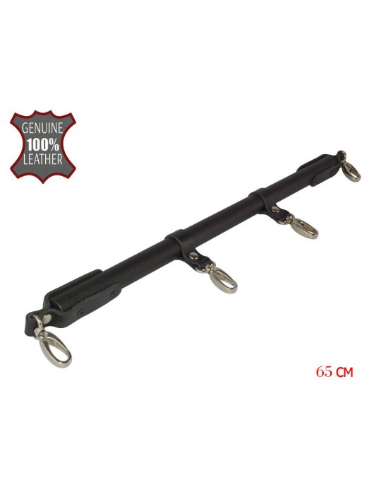 Черная металлическая распорка с кожаными ремешками и карабинами - 65 см. - Sitabella - купить с доставкой в Архангельске