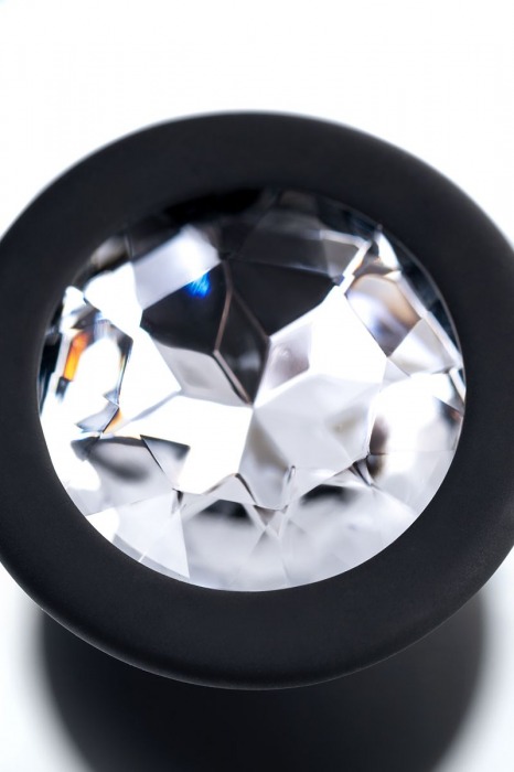 Черная анальная втулка с прозрачным стразом - 7,2 см. - POPO Pleasure - купить с доставкой в Архангельске