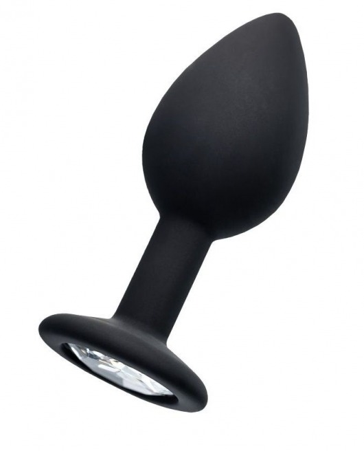 Черная анальная втулка с прозрачным стразом - 7,2 см. - POPO Pleasure - купить с доставкой в Архангельске