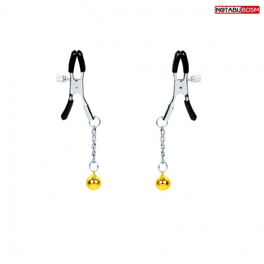 Оригинальные зажимы на соски с желтыми шариками - Notabu - купить с доставкой в Архангельске