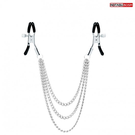 Оригинальные зажимы на соски с тройной цепочкой - Notabu - купить с доставкой в Архангельске