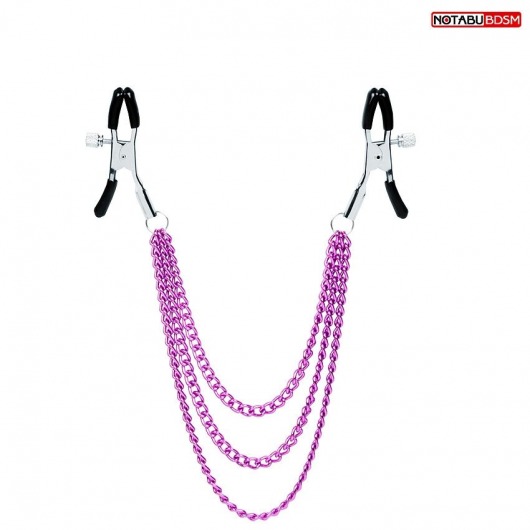 Оригинальные зажимы на соски с тройной розовой цепочкой - Notabu - купить с доставкой в Архангельске