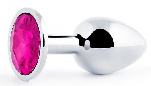Серебристая анальная пробка с малиновым кристаллом - 7,2 см. - Anal Jewelry Plug - купить с доставкой в Архангельске