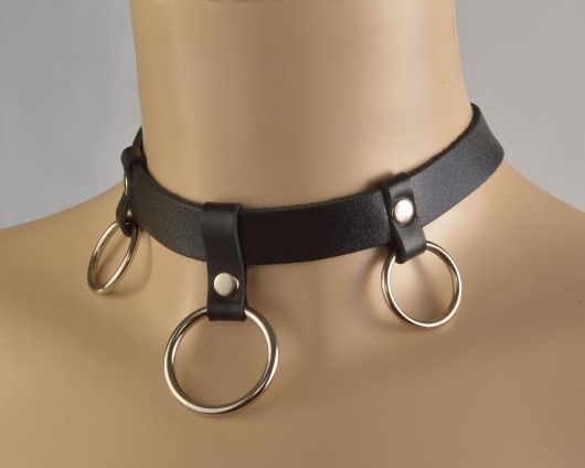 Черный чокер  Соло  с 3 кольцами - Sitabella - купить с доставкой в Архангельске