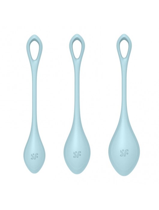 Набор из 3 голубых вагинальных шариков Yoni Power 2 - Satisfyer