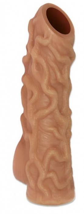 Телесная насадка с венками и открытой головкой Nude Sleeve L - 14 см. - KOKOS - в Архангельске купить с доставкой