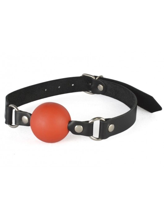 Красный кляп-шар на черных кожаных ремешках - Sitabella - купить с доставкой в Архангельске