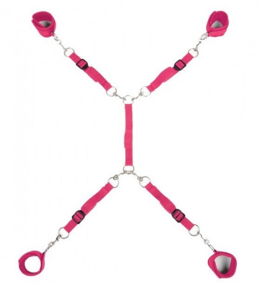 Ярко-розовый набор фиксаций на кровати Classic Bed Spreader - Lux Fetish - купить с доставкой в Архангельске