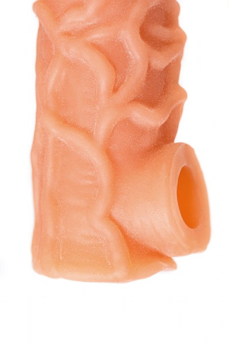 Телесная закрытая насадка с венками Cock Sleeve Size S - 13,8 см. - KOKOS - в Архангельске купить с доставкой