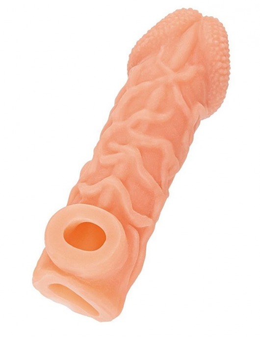 Телесная закрытая насадка с венками Cock Sleeve Size S - 13,8 см. - KOKOS - в Архангельске купить с доставкой